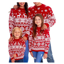 (red, 2-3T) Matching Family Reindeer Snowflake Christmas Sweaters Ugly Funny Xmas Holiday Pullover Jumper Tops
