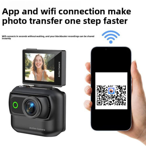Ultra HD Action Camera with Flip Screen Recording VLOG-Ready Image Stabilization Wide-Angle Lens Cycling Camera White 1