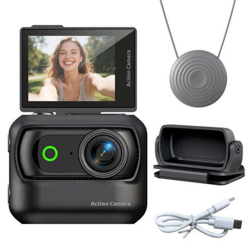 Ultra HD Action Camera with Flip Screen Recording VLOG-Ready Image Stabilization Wide-Angle Lens Cycling Camera White 2