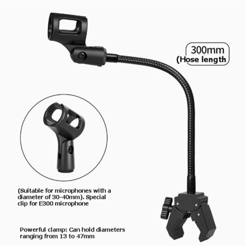 Suporte de Microfone com Pescoço de Ganso de 30 cm com Presilha Super Crab, Suporte Flexível para Braço de Microfone, Compatível com Estantes de 1