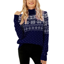 (red, M) Glonme Winter Warm Jumper Tops for Women Casual Holiday Christmas Sweater Loose Long Sleeve Knitted Sweaters Navy Blue S