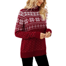 (navy, XL) Glonme Winter Warm Jumper Tops for Women Casual Holiday Christmas Sweater Loose Long Sleeve Knitted Sweaters Navy Blue S