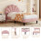 Single Velvet Bed Frame with Adjustable Petal Headboard, 3ft 5