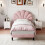 Single Velvet Bed Frame with Adjustable Petal Headboard, 3ft 7
