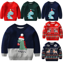 (bluea, 6-7Y) KYAIGUO Baby Girls Christmas Cartoon Sweaters Toddler Boys Xmas Knit Sweatshirt Kids Crewneck Pullover Jumper for 2-8T