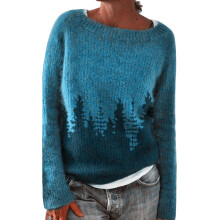 (003blue, S) Sweaters for Women Novelty Fair Isle Printed Boat Neck Pullover Sweaters Soft Warm Christmas Kintted Jumper Tops Shermie