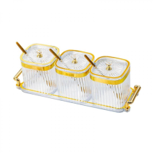 Pots à épices transparents avec couvercles et cuillères, robustes, pour condiments
