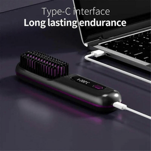 LCD USB Φόρτιση Θέρμανση Χτένα Ισιώματος Ασύρματη Φορητή Φορητή Χτένα Ισιώματο 1