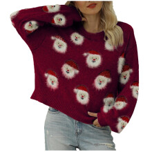 (Purple) JGGSPWM Womens Santa Claus Christmas Sweaters Cute Jumper Gnome Graphic Pullover Long Sleeve Fuzzy Sweater Crew Neck Sweaters Dark Blue L