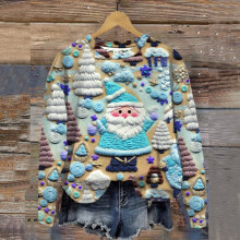 (b, XL) Pink Jumper for Women Sweatshirt Crewneck Vacation Christmas 3D Digital Printing Cute Loose Pullovers Tops