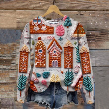 (c, S) Pink Jumper for Women Sweatshirt Crewneck Vacation Christmas 3D Digital Printing Cute Loose Pullovers Tops