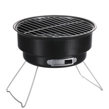 Portable Charcoal Grill, Round Stainless Steel BBQ Grill, Mini Foldable for Outdoor Cooking and Picnic