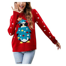 (red, XL) Women's Ugly Christmas Sweater Funny Cute Christmas Tree Snowflake Reindeer Santa Xmas Knitted Pullover Jumper Tops