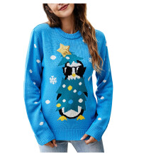 (darkblue, L) Women's Ugly Christmas Sweater Funny Cute Christmas Tree Snowflake Reindeer Santa Xmas Knitted Pullover Jumper Tops