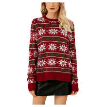 (red, XL) Women's Ugly Christmas Sweater Funny Cute Christmas Tree Snowflake Reindeer Santa Xmas Knitted Pullover Jumper Tops