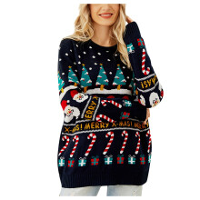 (darkblue, XL) Women's Ugly Christmas Sweater Funny Cute Christmas Tree Snowflake Reindeer Santa Xmas Knitted Pullover Jumper Tops