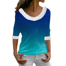 (blue, M) Women Christmas Print Plush Long Sleeve Jumper Shirt With Shoulder Straps Christmas Jumper Girls Christmas Top