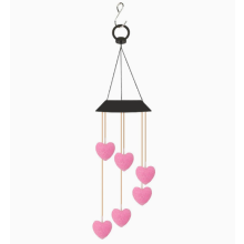 Wind Chime Lights Solar Energy Decorative Lamp Home Use for Patio Pink Heart Design