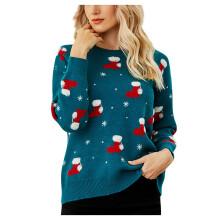 (blue, S) Women's Ugly Christmas Sweater Funny Cute Christmas Tree Snowflake Reindeer Santa Xmas Knitted Pullover Jumper Tops