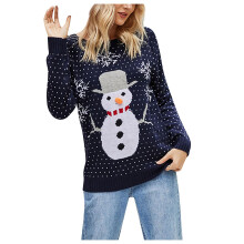 (darkblue, M) Women's Ugly Christmas Sweater Funny Cute Christmas Tree Snowflake Reindeer Santa Xmas Knitted Pullover Jumper Tops