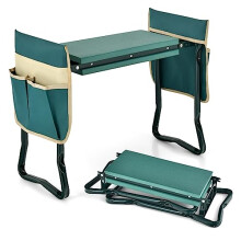 Heavy Duty Garden Kneeler and Seat with Extra Wide EVA Cushion, Foldable Stool with Dual Tool Pouches for Seniors