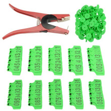 Numbered Green Plastic Cattle Ear Tags 1100 Set with Durable Laser Print Ready Livestock Applicator