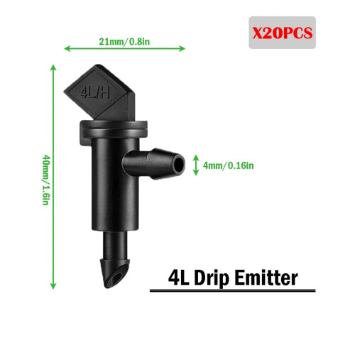 20Pcs Drip Irrigation Emitters 4L Adjustable Garden Drippers for Trees and Shrubs Precise Water Control 1