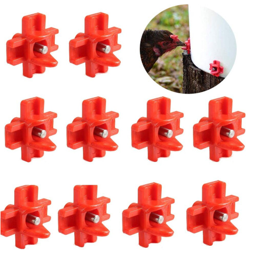10 Pack Horizontal Side Mount Chicken Water Nipples, Automatic Poultry Watering System for Buckets