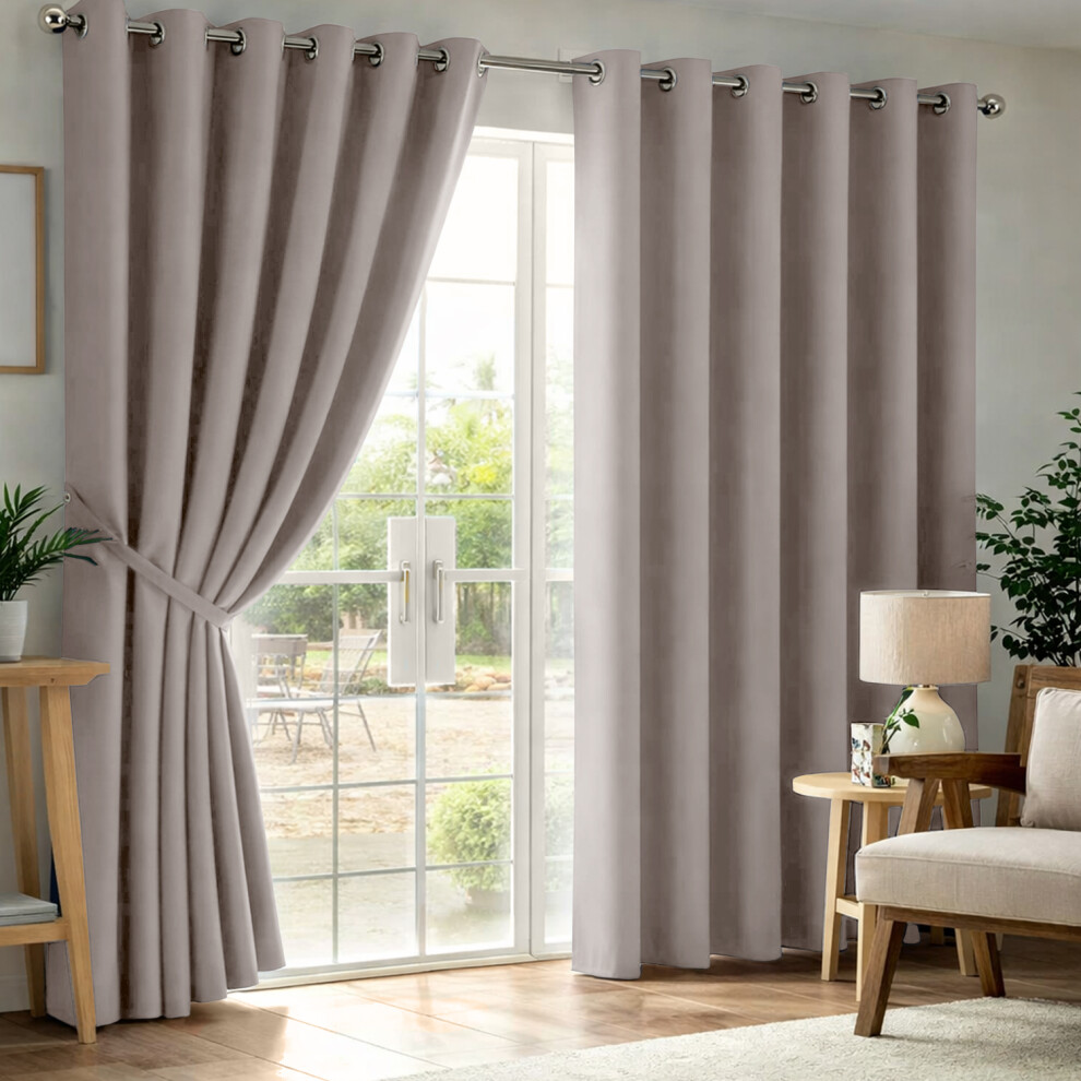 Imperial Rooms (46" X 54"- 117Cm X 137Cm, Beige Blackout) 100% Blackout Thermal Insulated Darkening Curtains Living Room Bedroom Cream