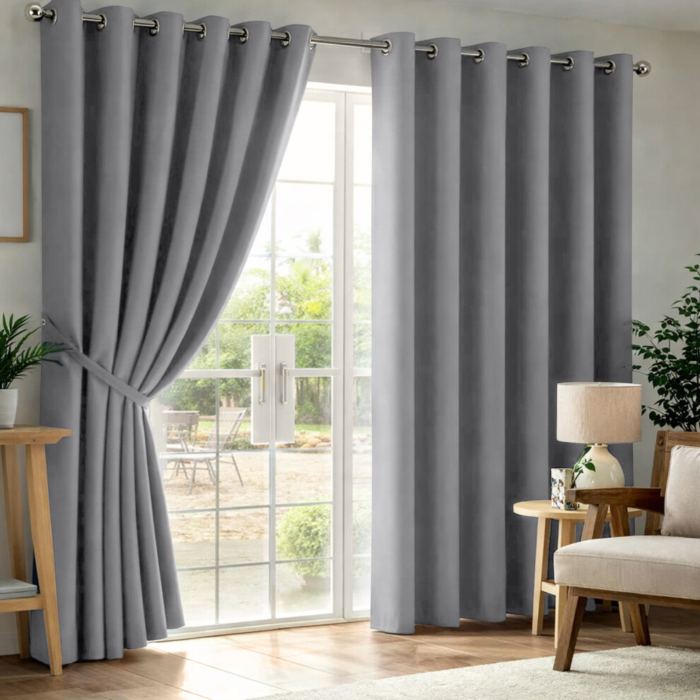 Imperial Rooms (46" X 54"- 117Cm X 137Cm, Charcoal Blackout)100% Blackout Thermal Insulated Darkening Curtains Living Room Bedroom Grey