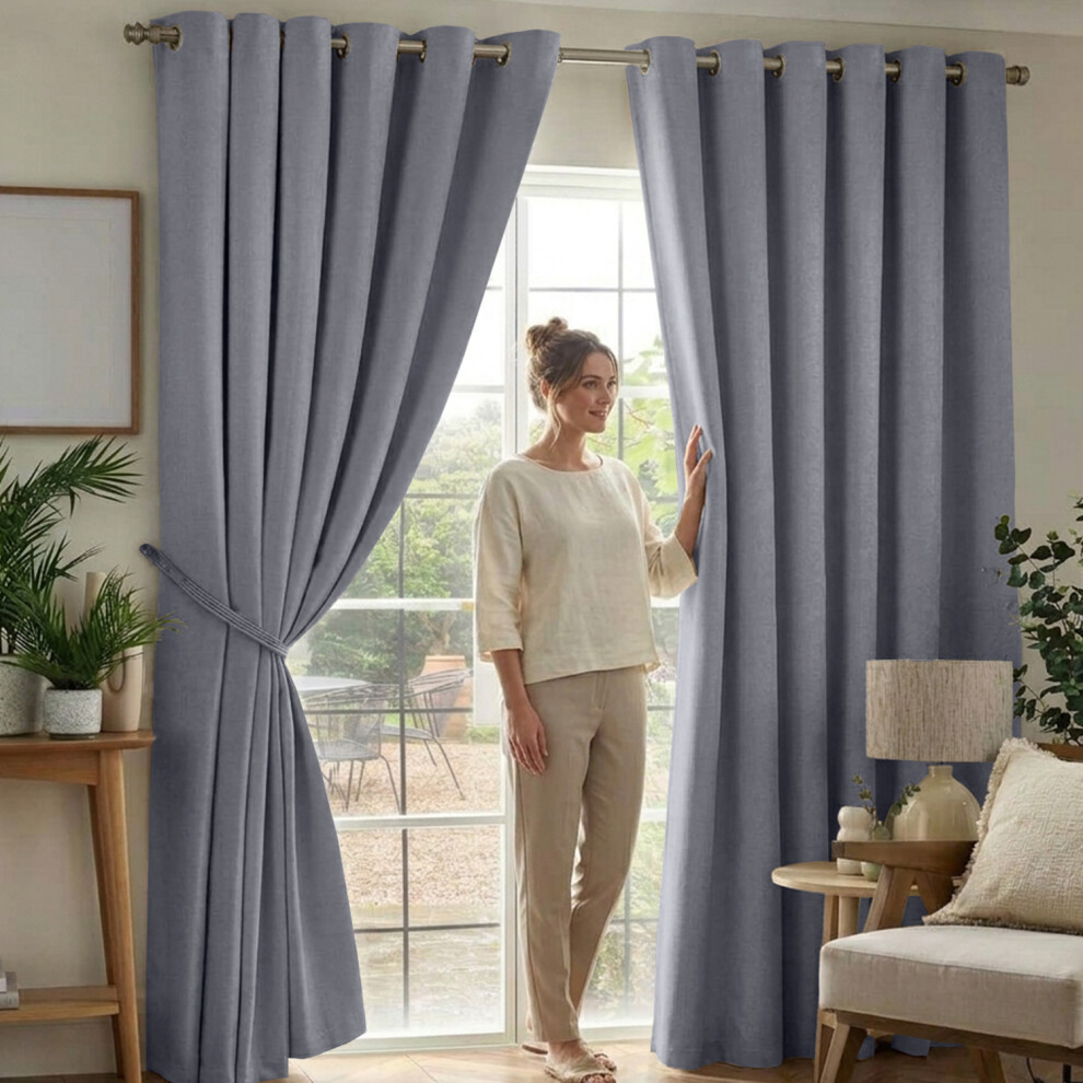 Imperial Rooms (66" X 54"- 168Cm X 137Cm, Blackout) 100% Blackout Thermal Insulated Darkening Curtains Living Room Bedroom Grey