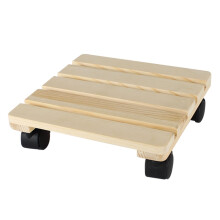 11 Inch Wooden Plant Caddy with Wheels, Square Rolling Plant Stand for Heavy Pots Indoor Outdoor Use