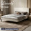 Levede Double Bed Frame with Upholstered Headboard Velvet Foam White Fabric 11