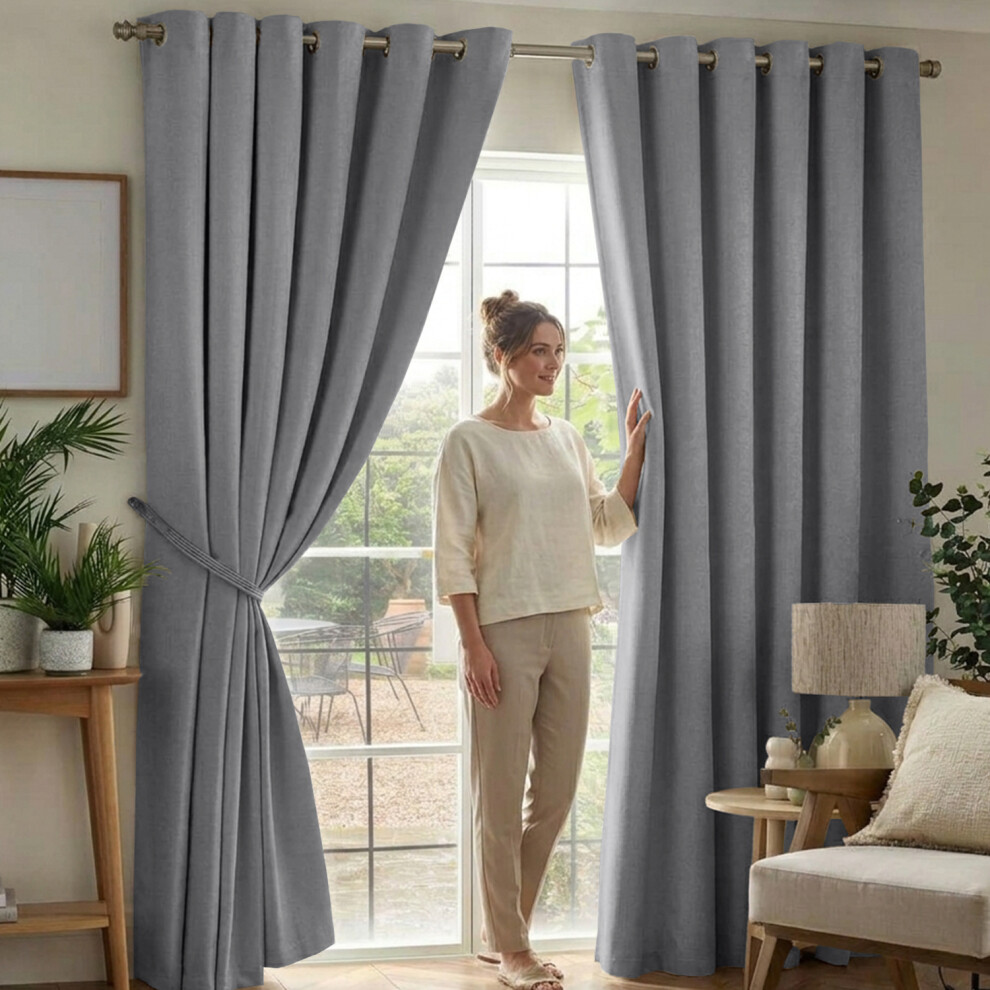 Imperial Rooms (90" X 90"- 228Cm X 228Cm, Charcoal Blackout) 100% Blackout Thermal Insulated Darkening Curtains Living Room Bedroom Grey