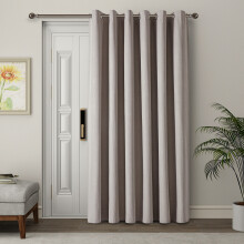 (66" x 84"- 168cm x 213cm-(Single Panel Door Curtain), Beige Blackout) 100% Blackout Thermal Insulated Darkening Curtains Living Room Bedroom