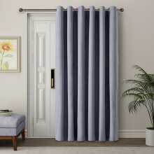 (66" x 84"- 168cm x 213cm-(Single Panel Door Curtain), Grey Blackout) 100% Blackout Thermal Insulated Darkening Curtains Living Room Bedroom