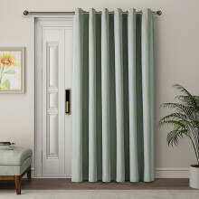 (66" x 84"- 168cm x 213cm-(Single Panel Door Curtain), Sage Green Blackout) 100% Blackout Thermal Insulated Darkening Curtains Living Room Bedroom