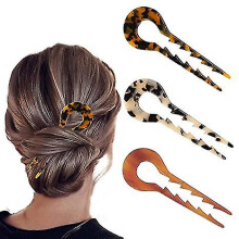 3 forcine per capelli a forma di U, forcine francesi in acetato lunghe 5,3 pollici, forcine a 2 punte per chignon, forcine per capelli spessi da donna