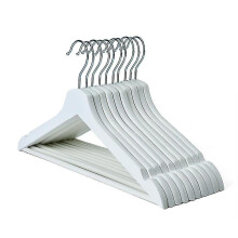 Wooden Hangers 5 Units - Made In Eu - White Wooden Hanger For Your Wardrobe - 360 Swivel Hook - Notches Around The Shoulders - Hangers