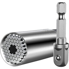2 Pcs Socket Wrench Repair Tools, 7mm-19mm Multifunctional Ratchet Socket Wrench Set, With Power Drill Grip Comfort Socket Adapter, For Car Mechanic,_