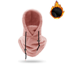Balaclava Ski Mask Pink Sherpa Hood, Fleece Winter Face Mask Windproof Warm One Size for Outdoor