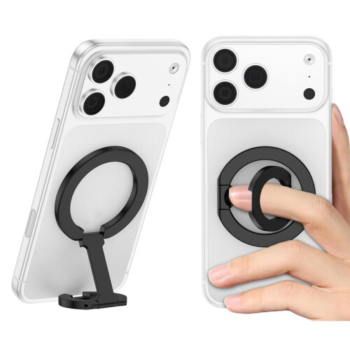 Magnetic Phone Holder, Multi-Functional Foldable, Portable Desktop Rotating Ring Holder Silver 2