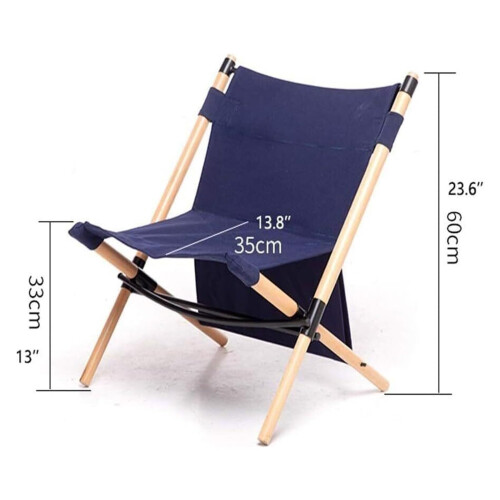 Lightweight Folding Camping Chair with Ergonomic Support and Breathable Canvas Seat, Solid Wood Frame Blue 2