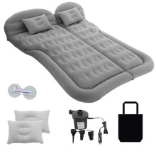 2 Door Air Mattress, Soft Flocking Inflatable Car Bed for Jeep Wrangler Camping Travel, Grey