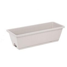 Large Plastic Planter Box with Drainage Control, Rectangular Resin Flower Pot for Indoor Outdoor Gardening