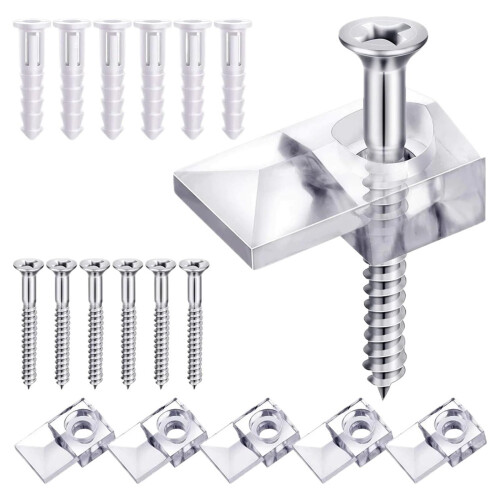 Mirror Hanging Clips 40 Sets Clear Glass Mirror Mounting Kit for Secure Wall Installation
