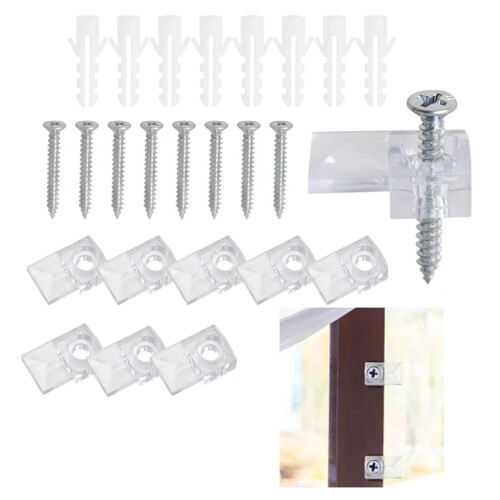 Mirror Hanging Kit 50 Sets with Clear Mirror Clips for Wall Mount, Secure LowProfile Glass Holders 2