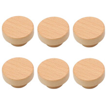 6PCS 40mm Natural Beech Wooden Drawer Knobs Wood Cabinet Handles for Dressers and Kitchen Cabinets