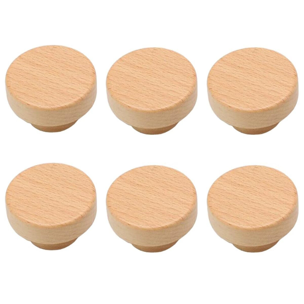 6Pcs 40Mm Natural Beech Wooden Drawer Knobs Wood Cabinet Handles For Dressers And Kitchen Cabinets 9771547790105