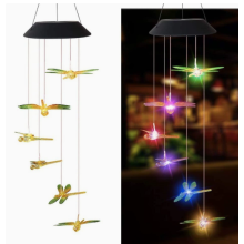 Wind Chime Lights Solar Energy Outdoor Lighting Home Use for Patio Painted Dragonfly